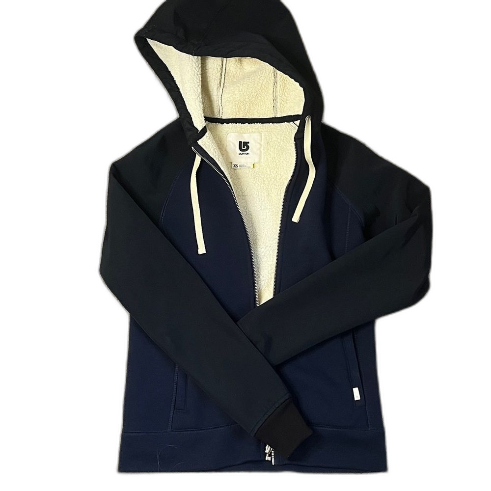 Burton Women’s Piper Dryride Navy Black Full Zip Fleece Lined Hoodie Jacket XS
